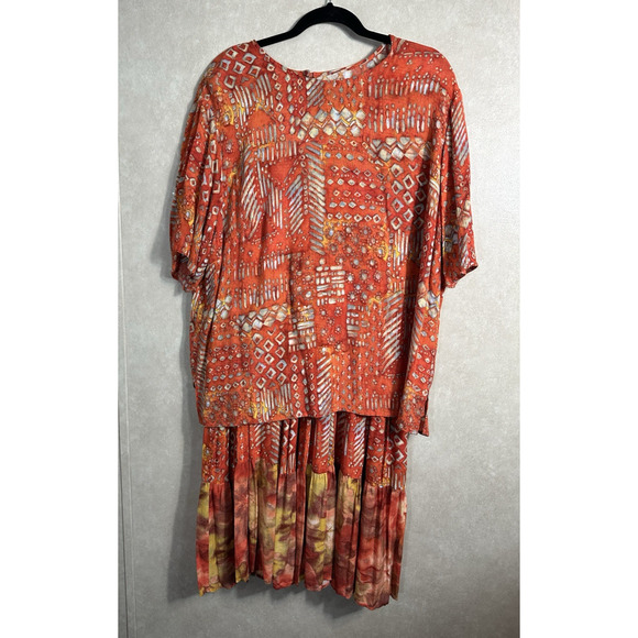 Carole Little Dresses & Skirts - Vintage Carole Little Size 20-22 Orange Top Maxi Skirt Set Boho Peasant Cottage